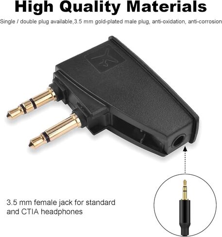 Replacement QC45 Airplane Adapter Compatible with Bose 700 QuietComfort 45 QC35 QC35ii QC25 QC20 QC15 QC3 QC2 SoundLink II AE2 AE2W Headphones, Golden Plated 3.5mm Jack(2 Pack) in Saudi Arabia