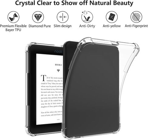 حافظة لهاتف Nook GlowLight 4/Glowlight 4E مقاس 6 بوصات شفافة (إصدار 2021/2022)، غطاء واقي نحيف لقارئ Nook Glowlight 4/4E الإلكتروني، غطاء خلفي ناعم مقاوم للصدمات وخفيف الوزن من مادة TPU - شفاف in Kuwait