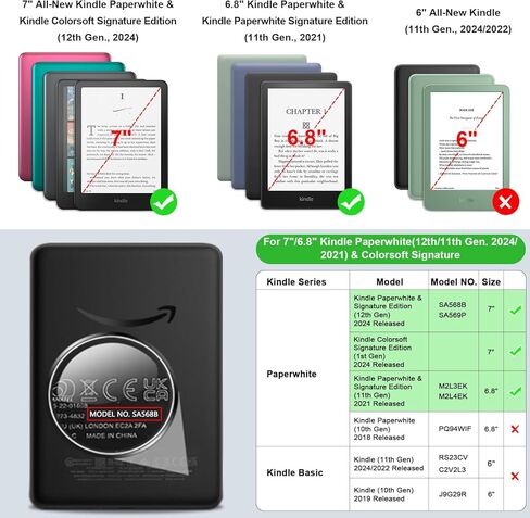 حافظة Fintie لجهاز Kindle Paperwhite الجديد تمامًا مقاس 7 بوصات، الجيل الثاني عشر 2024 وإصدار Kindle Colorsoft Signature Edition، حافظة رفيعة قابلة للطي + غطاء حامل رأسي قابل للطي، خاصية النوم/الاستيقاظ التلقائي in Saudi Arabia
