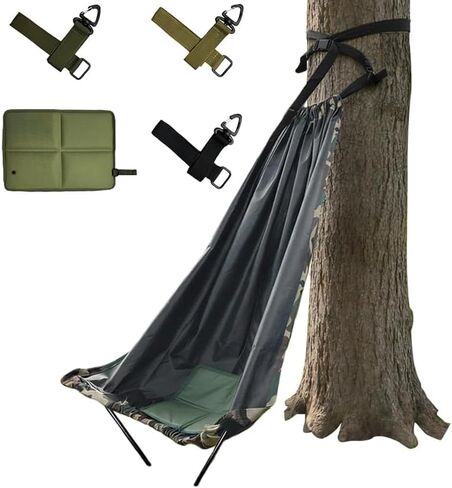 مقعد شجرة صيد منخفض الوزن للغاية - كرسي أرجوحة أرضي محمول للغزلان والديك الرومي - مقعد ستائر صامتة بسعة 330 رطلًا - يتضمن قطبين من الألومنيوم وحقيبة حمل مموهة (2 رطل) in Kuwait