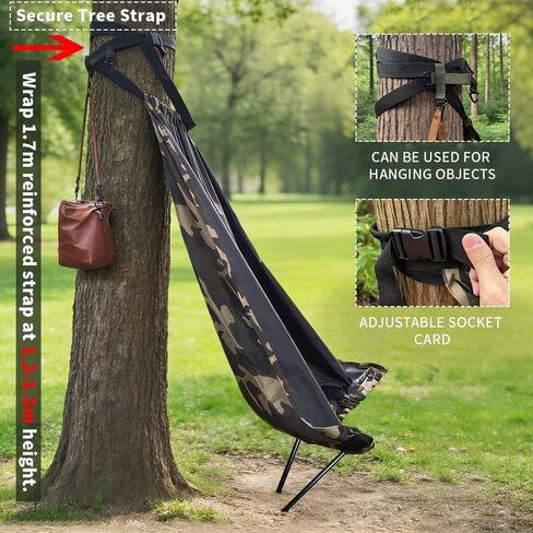 مقعد شجرة صيد منخفض الوزن للغاية - كرسي أرجوحة أرضي محمول للغزلان والديك الرومي - مقعد ستائر صامتة بسعة 330 رطلًا - يتضمن قطبين من الألومنيوم وحقيبة حمل مموهة (2 رطل) in Kuwait