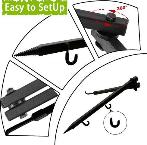 Tree Stand Bow Hanger Durable Secure Convenient Portable Folding Bow Holder with Two Accessory Hooks, Extends to 22" Folds to 11" Metal Anti-Slip Treestand Bow Holder for Hunting in Saudi Arabia