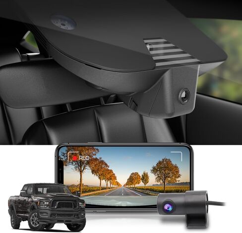 كاميرا Fitcamx الأمامية 4K + الخلفية 1080P لذاكرة الوصول العشوائي 2500 3500 HD 2019-2026 (الموديل C، لا تناسب ذاكرة الوصول العشوائي 1500)، مظهر مصنع OEM، فيديو عالي الدقة ثنائي الاتجاه، WiFi & APP، تسجيل حلقة، مستشعر G، سهل الإعداد، بطاقة 128 جيجابايت in Kuwait