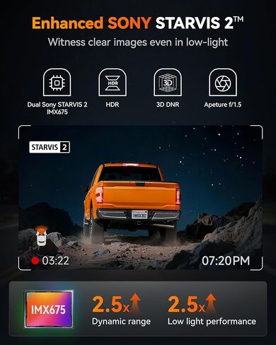 كاميرا WOLFBOX X3 PRO Dash Cam أمامية وخلفية، Dual STARVIS 2 IMX675، 1440P 60FPS+1440P ADAS كاميرا سيارة، تثبيت الصورة EIS مع واي فاي فائق السرعة 5.8 جيجا هرتز، التحكم الصوتي وشاشة تعمل باللمس 3 بوصات، بطاقة 64 جيجابايت ونظام تحديد المواقع in Saudi Arabia