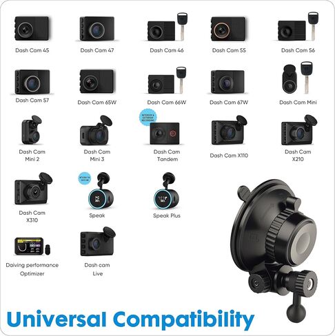 Universal Suction Cup Mount for Garmin Dash Cam Mount,Small Reusable Adjustable Angle Windshield Ball Mount for Garmin Mini2, Fit Dashcam 45/47/55/57/65W/67W/Mini 3/X110/X310/Live,etc in Kuwait