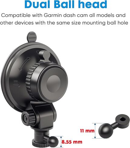 Universal Suction Cup Mount for Garmin Dash Cam Mount,Small Reusable Adjustable Angle Windshield Ball Mount for Garmin Mini2, Fit Dashcam 45/47/55/57/65W/67W/Mini 3/X110/X310/Live,etc in Kuwait