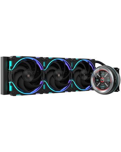 مبرد سائل وحدة المعالجة المركزية ALSEYE W360 V، تبريد وحدة المعالجة المركزية AIO، شاشة LCD، شاشة صورة ودرجة حرارة متحركة للرادياتير 360 مم، ARGB، مضخة PWM 350W TDP لـ Intel LGA 1700/1200 وAMD AM5/AM4 (أسود) in Kuwait