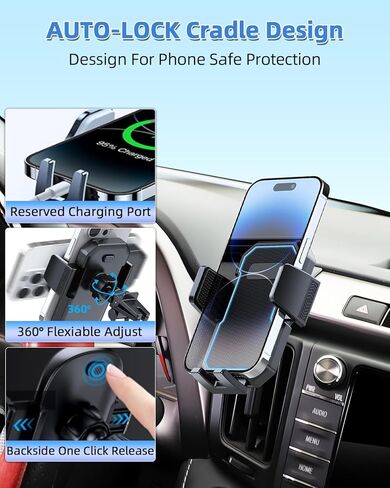 PZK حامل هاتف السيارة لسيارة Jeep Renegade 2015 2016 2017-2023 2024 ملحقات مخصصة بفتحة تهوية للسيارة حامل هاتف السيارة قفل تلقائي حر اليدين دوران 360 درجة للهاتف الخليوي حمالات السيارات in Kuwait