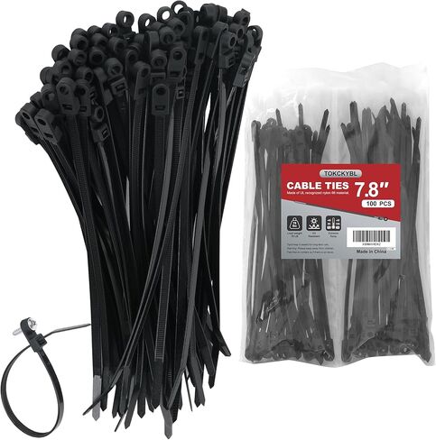 Heavy Duty Zip Ties with Screw Hole, 75lbs Tensile Strength, 7.5 Inch Mountable Cable Ties for Indoor & Outdoor Use, 50PCS Black Nylon Universal Cable Tie Buckle in Saudi Arabia