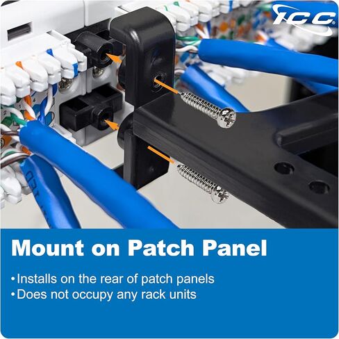 ICC Patch Panel Cable Management Bar for Rear Cable Support, Compatible with 110-Type Patch Panels, Black ABS, Plastic in Saudi Arabia