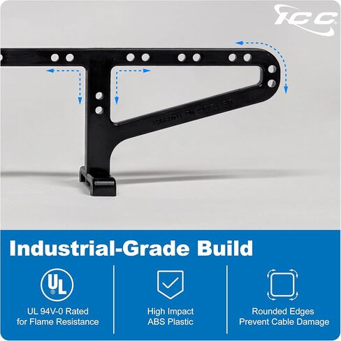 ICC Patch Panel Cable Management Bar for Rear Cable Support, Compatible with 110-Type Patch Panels, Black ABS, Plastic in Saudi Arabia