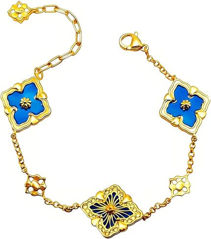 Gold Bracelets for Women Clover Charm Bracelet 16K Gold Plated Dainty Chain Clover Bracelet Jewelry Gifts for Women in Kuwait
