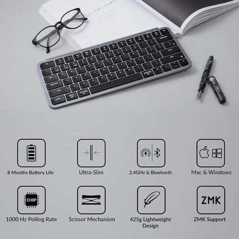 لوحة مفاتيح لاسلكية Keychron B1 Pro 75% ومجموعة ماوس BM24، لوحة مفاتيح رفيعة للغاية بمفتاح مقص، 2.4 جيجا هرتز/بلوتوث 5.2/سلكي، لوحة مفاتيح تصل إلى 300 ساعة وماوس 98 ساعة، مستشعر PAW3212، لنظام التشغيل macOS Windows Linux in Saudi Arabia