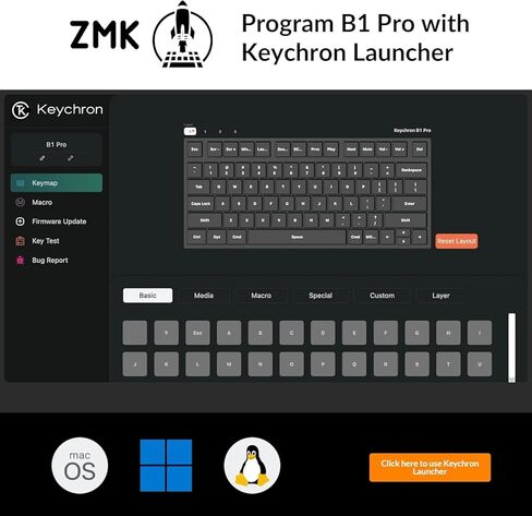 لوحة مفاتيح لاسلكية Keychron B1 Pro 75% ومجموعة ماوس BM24، لوحة مفاتيح رفيعة للغاية بمفتاح مقص، 2.4 جيجا هرتز/بلوتوث 5.2/سلكي، لوحة مفاتيح تصل إلى 300 ساعة وماوس 98 ساعة، مستشعر PAW3212، لنظام التشغيل macOS Windows Linux in Saudi Arabia