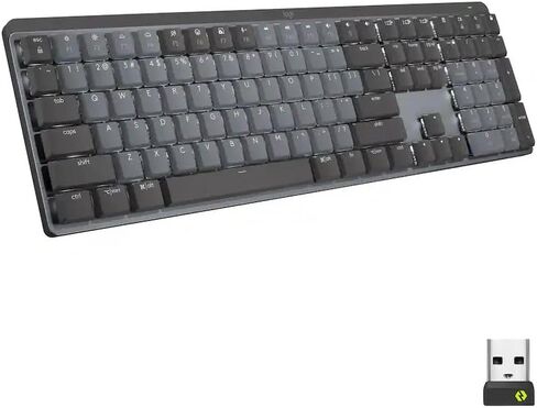 لوحة مفاتيح ميكانيكية لاسلكية كاملة الحجم من Logitech MX، مفاتيح هادئة تعمل باللمس، مفاتيح بإضاءة خلفية منخفضة المستوى، بلوتوث، USB-C، أداء متعدد الأجهزة، Windows/macOS Graphite، تعبئة بالجملة in Kuwait