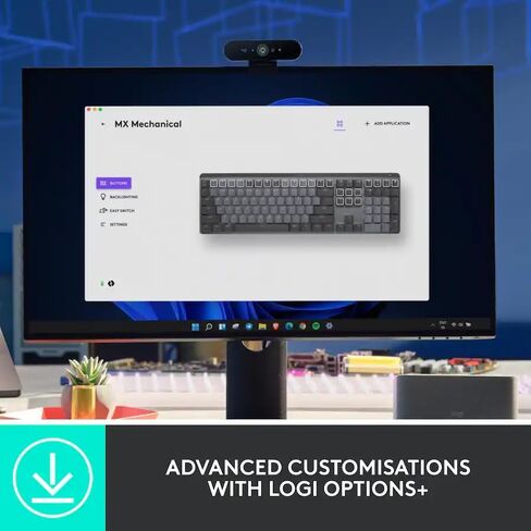 لوحة مفاتيح ميكانيكية لاسلكية كاملة الحجم من Logitech MX، مفاتيح هادئة تعمل باللمس، مفاتيح بإضاءة خلفية منخفضة المستوى، بلوتوث، USB-C، أداء متعدد الأجهزة، Windows/macOS Graphite، تعبئة بالجملة in Kuwait
