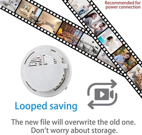 LIZVIE DIY Handcrafted Smoke Detector Cam with 5000mAh, 1080P Full HD Wireless Security Camera with Night Vision, Motion Detection Alerts 2.4G WiFi & SD Storage for Baby/Nanny Home Safety. in Saudi Arabia
