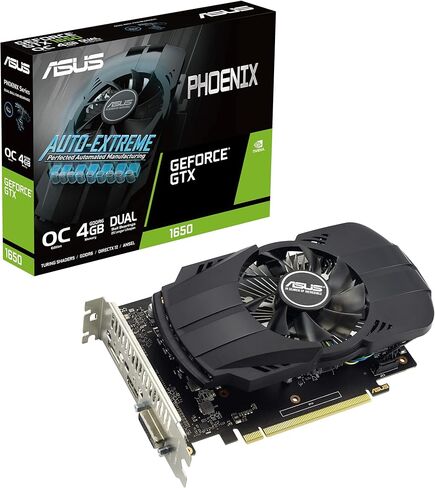 بطاقة رسومات الألعاب ASUS Phoenix NVIDIA GeForce GTX 1650 OC Edition (PCIe 3.0، ذاكرة GDDR6 سعة 4 جيجابايت، HDMI 2.0، DisplayPort 1.4a، DVI-D، محامل مروحة كروية مزدوجة، Auto-Extreme) in Saudi Arabia