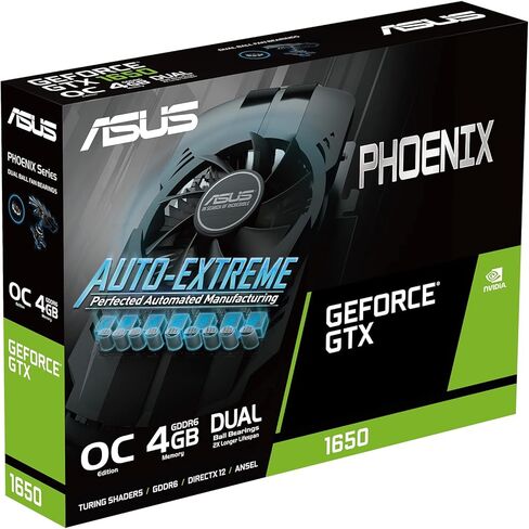 بطاقة رسومات الألعاب ASUS Phoenix NVIDIA GeForce GTX 1650 OC Edition (PCIe 3.0، ذاكرة GDDR6 سعة 4 جيجابايت، HDMI 2.0، DisplayPort 1.4a، DVI-D، محامل مروحة كروية مزدوجة، Auto-Extreme) in Saudi Arabia