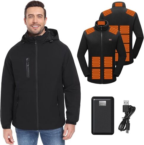 SoftShell Heated Jacket for Men,heated fleece jacket,Windproof Jacket for Winter Outdoor(Charger Included) in Saudi Arabia