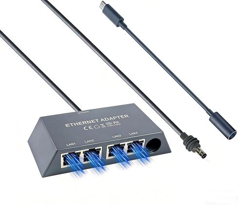 ELUTENG Starlink Multi Port Ethernet Adapter 50cm/1.6ft for Starlink Gen 3 / MINI, 4-Ports Ethernet Dongles RJ45 Interface Wired Extenders with USB C to DC Adapter - 4 Devices Networked Simultaneously in Saudi Arabia