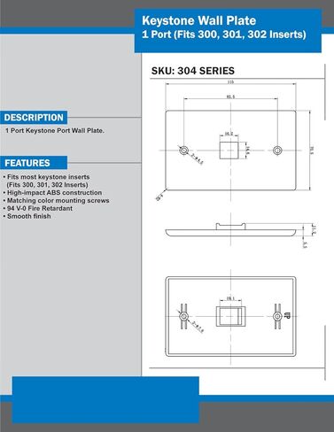 Keystone Wall Plate White 1 Port in Saudi Arabia