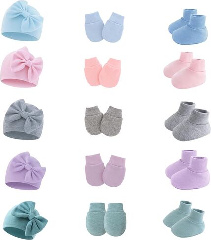 Newborn Baby Mittens Hats and Socks Soft Beanie Mitten Ankle Sock for Infant Newborn Boys Girls in Saudi Arabia