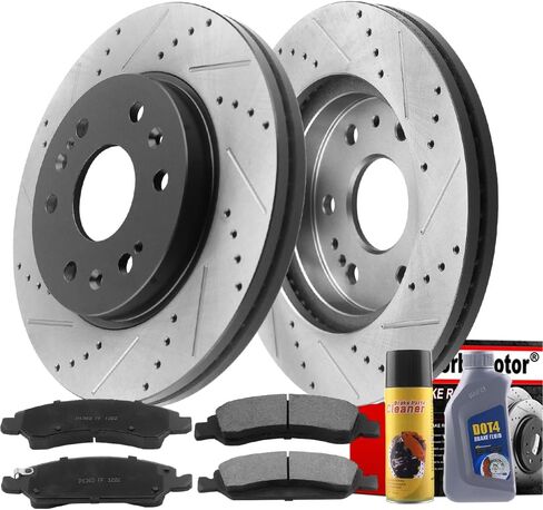 دوارات مجموعة الفرامل الخلفية 345 مم ومنصات السيراميك تناسب سيارة Chevy Silverado 1500 Tahoe Suburban Avalanche، GMC Sierra 1500 Yukon، Escalade قرص الفرامل الدوار المثقوب والمشقوق + وسادات الفرامل in Saudi Arabia
