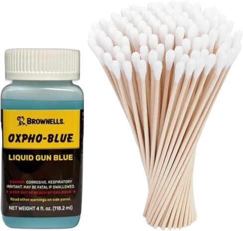 Brownels Oxpho-Blue 1 Pack Liquid Gun Blue، الإصدار الجديد، محلول الصبغ البارد بدرجة احترافية، 4 أونصة سائلة. / 100 مسحة in Kuwait