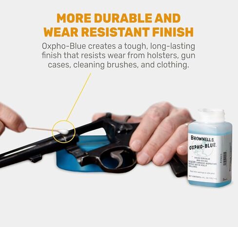 Brownels Oxpho-Blue 1 Pack Liquid Gun Blue، الإصدار الجديد، محلول الصبغ البارد بدرجة احترافية، 4 أونصة سائلة. / 100 مسحة in Kuwait