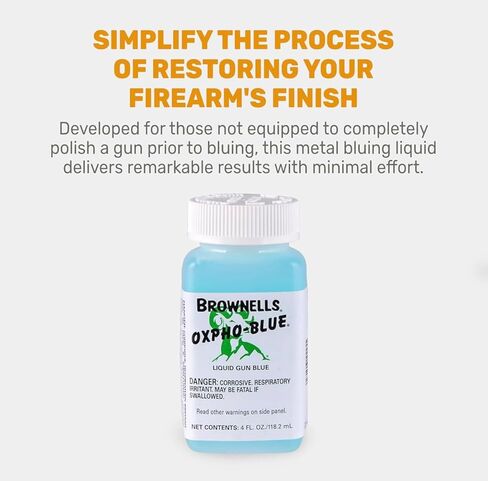 Brownels Oxpho-Blue 1 Pack Liquid Gun Blue، الإصدار الجديد، محلول الصبغ البارد بدرجة احترافية، 4 أونصة سائلة. / 100 مسحة in Kuwait
