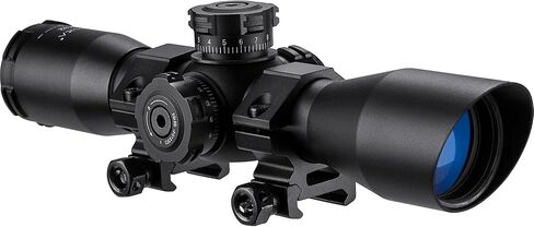 Barska Compact Rifle Scope with Red/Green Illuminated Mil-Dot Reticle – Side Rheostat, Sunshade, Flip-Up Caps, External Turrets, Waterproof/Fogproof in Saudi Arabia