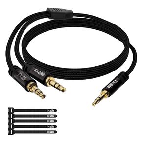 Kxable 1/8 Inch TRS Stereo Y Splitter Cable 2FT, 3.5mm Male to 2-Male Y-Splitter Stereo Audio Cable, for Cell Phone PC Laptop, Speaker, Headphones, Suitable for Switching or Two Sets of Speakers in Kuwait