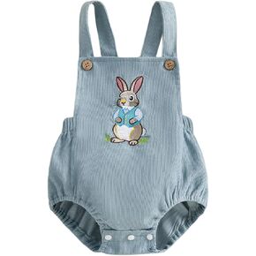 Dcohmch Infant Baby Boy Girl Easter Outfit Bunny Embroidery Sleeveless Romper Overalls Newborn Summer Clothes in Kuwait