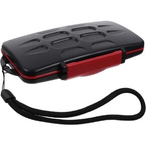 Vaguelly Waterproof Shockproof Memory Card Storage Case with 24 Slots, Compact Portable Holder for Camera and Mobile Phone Memory Cards, Black and Red Organizer for Travel and Outdoor Use in Saudi Arabia