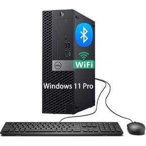 كمبيوتر سطح المكتب Dell Optiplex 7070 SFF، Core i5-8500، 8 جيجابايت DDR4، 256 جيجابايت SSD، USB WiFi، USB BT، لوحة مفاتيح وماوس، Windows 11 Pro (متجدد) in Kuwait