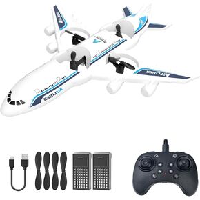 طائرة RC بدون طيار بجهاز تحكم عن بعد - 2.4 جيجا هرتز فوم V17 Jet Fighter Stunt، 360 درجة مقاومة للسقوط تدور عن بعد وطائرة RC خفيفة مع بطاريتين للأطفال الأولاد والبنات (أبيض) in Kuwait