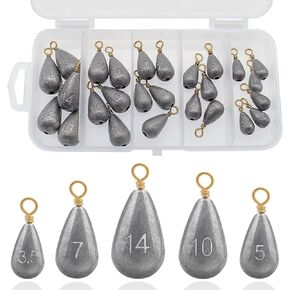 Fishing Weights Sinkers Kit, 5 Sizes 26pcs Drop Shot Weights Fishing Sinkers, Fishing Weights Lead Fishing Equipment for Saltwater Freshwater Ocean Catfish in Saudi Arabia
