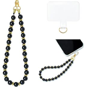 Natural Stone Beaded Phone Charm Wrist Strap, Detachable Phone Bracelet Strap with Tether Tab, Cell Phone Charms Chain String Lanyard Keychain (Purple-striped Agate) in Kuwait