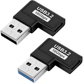 2 Pack 90 Degree USB to USB C Adapter Right Angle Type-C Female to A Male Vertical Up and Down Angle Vertical Port Changer Extender Connector for Laptop Mouse Keyboard in Kuwait