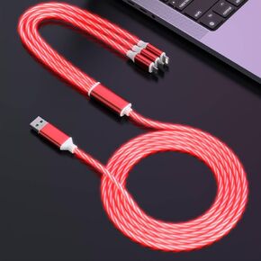 3 في 1 كابل شحن مضيء LED لهاتف iphone Flowing LED Light Up متوهج سريع الشحن كابل شحن متعدد للسيارة 4FT USB إلى Lightning/UBS-C/Micro USB شاحن سلك لآيفون، جالاكسي، أندرويد - RGB in Kuwait