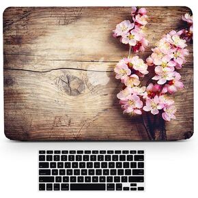 Hard Case for MacBook Pro13 A2251/A2289/A2159/A1706/A1708/A1989 Wood Grain Pink Cherry Blossom Flower Floral Paint Hard Rubberized Shell Bottom Case for Pro 13 inch 2016-2020 Touch Bar Retina in Saudi Arabia