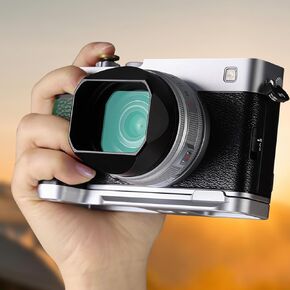 غطاء عدسة معدني مربع من Haoge لـ Fujifilm XF23mm F2.8 on XE5 Cemera Body Kit Fujinon XF27mmF2.8 R WR Lense 39 مم غطاء فضي، مع غطاء معدني in Kuwait