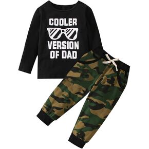Baby Boys Clothes Set Toddler Outfit Kids Letter Print Long Sleeve Shirt + Camouflage Pants 2Pcs in Saudi Arabia