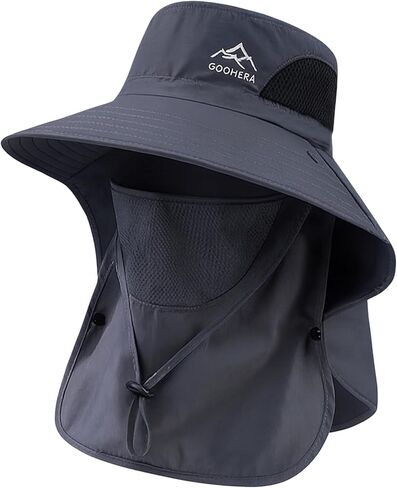 Sun Hat for Men & Women, Breathable Wide Brim Outdoor Fishing Hat with Face Cover & Neck Flap, UV Protection Summer Safari Hat – Dark Green in Saudi Arabia