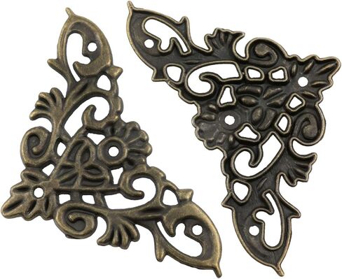 8PCS Retro Bronze Decorative Corner Protectors Decorative Metal Trim Vintage Relief Pattern for Cabinets Jewelry Boxes and Photo Frames in Saudi Arabia