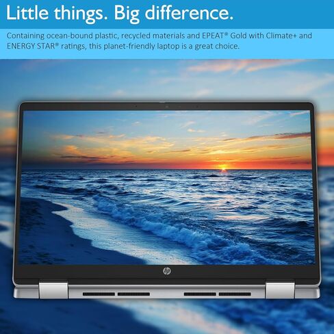 كمبيوتر محمول HP Chromebook Plus x360 مقاس 14 بوصة 2 في 1 كمبيوتر محمول للأعمال بشاشة تعمل باللمس للطلاب Intel Core i3 N305 وذاكرة وصول عشوائي 8 جيجابايت وذاكرة قراءة فقط 256 جيجابايت UFS بإضاءة خلفية KB وواي فاي 6 نظام تشغيل Chrome مع Google AI in Kuwait