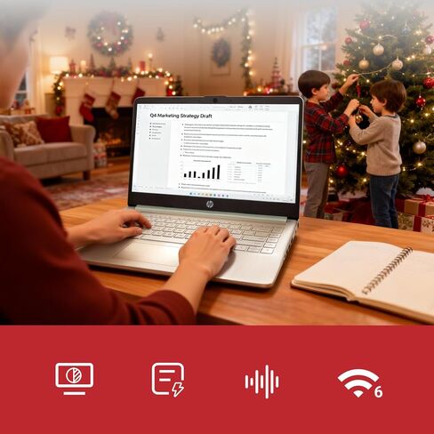 HP 14" Laptop 2025 Business Student Slim Computer, 1-Y Office 365, Copilot AI, Quad-Core Intel CPU, 16 GB RAM, 128GB UFS & 128GB SD Card, Wi-Fi 6, Windows 11 Pro, JQ2XzAccessory, Green in Saudi Arabia