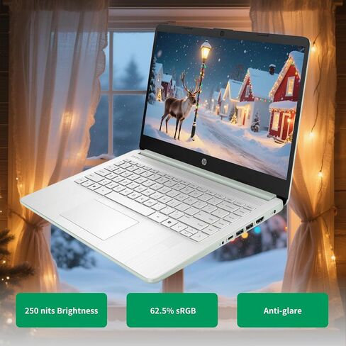HP 14" Laptop 2025 Business Student Slim Computer, 1-Y Office 365, Copilot AI, Quad-Core Intel CPU, 16 GB RAM, 128GB UFS & 128GB SD Card, Wi-Fi 6, Windows 11 Pro, JQ2XzAccessory, Green in Saudi Arabia