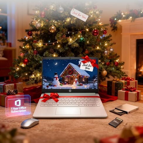 HP 14" Laptop 2025 Business Student Slim Computer, 1-Y Office 365, Copilot AI, Quad-Core Intel CPU, 16 GB RAM, 128GB UFS & 128GB SD Card, Wi-Fi 6, Windows 11 Pro, JQ2XzAccessory, Green in Saudi Arabia